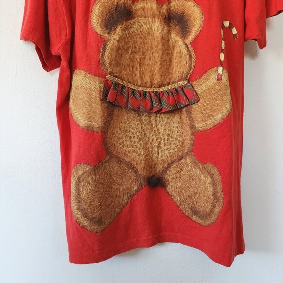 Vintage Handmade Teddy Bear Ugly Christmas Sweater Shirt Embroidered Puffy Party - Picture 5 of 6